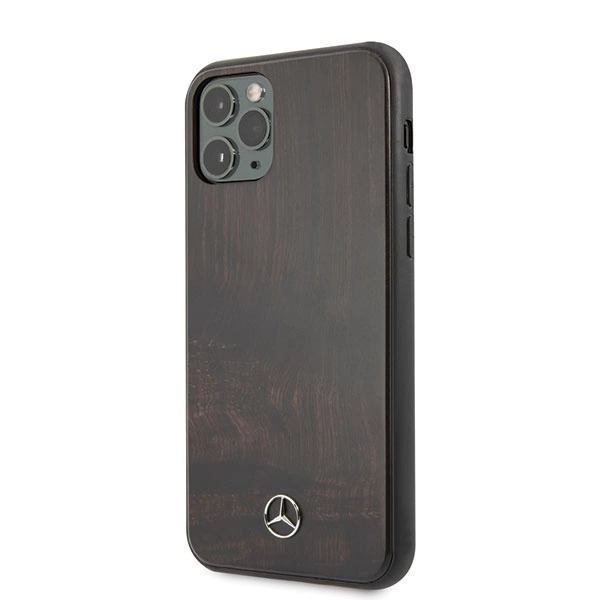 Etui Mercedes Wood Line Rosewood na iPhone 11 Pro - brązowe
