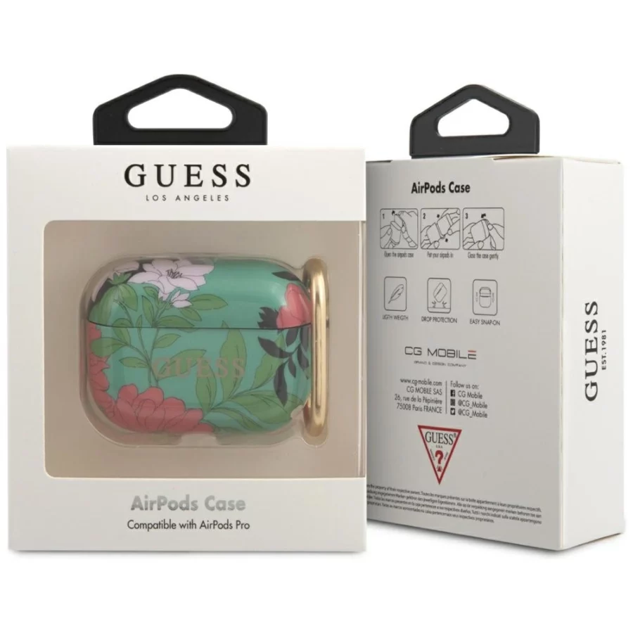 Etui Guess N.1 Flower Collection na AirPods Pro - zielone