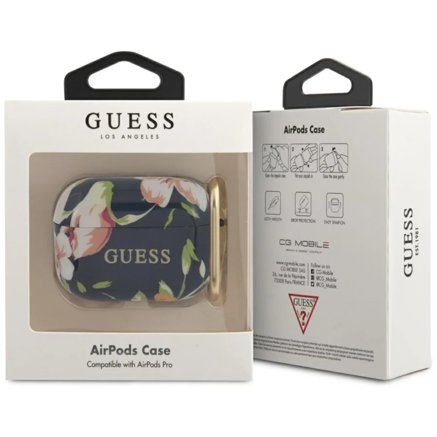 Etui Guess N.3 Flower Collection na AirPods Pro - niebieskie