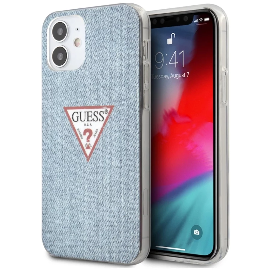 Etui Guess Jeans Collection na iPhone 12 mini - niebieskie