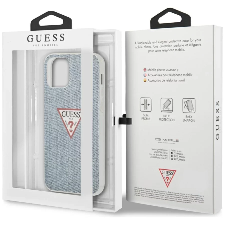 Etui Guess Jeans Collection na iPhone 12 mini - niebieskie