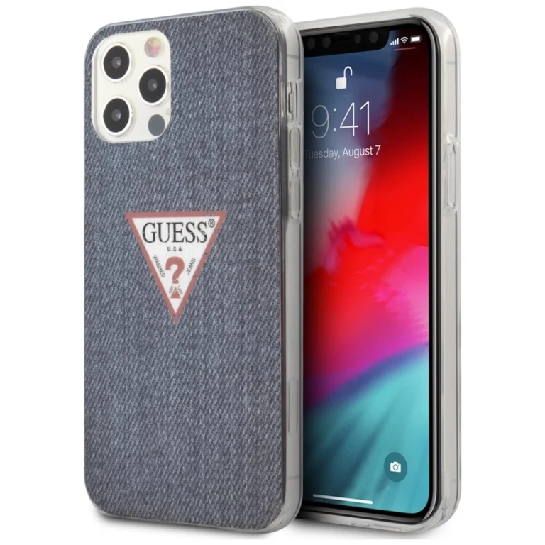 Etui Guess Jeans Collection na iPhone 12 Pro Max - granatowe