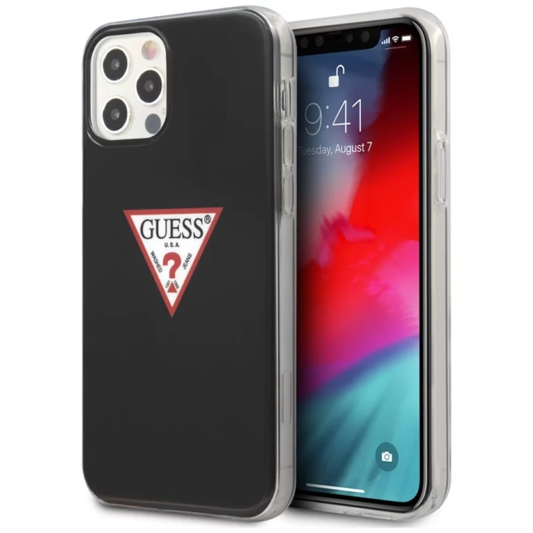 Etui Guess Triangle Collection na iPhone 12 / iPhone 12 Pro - czarne