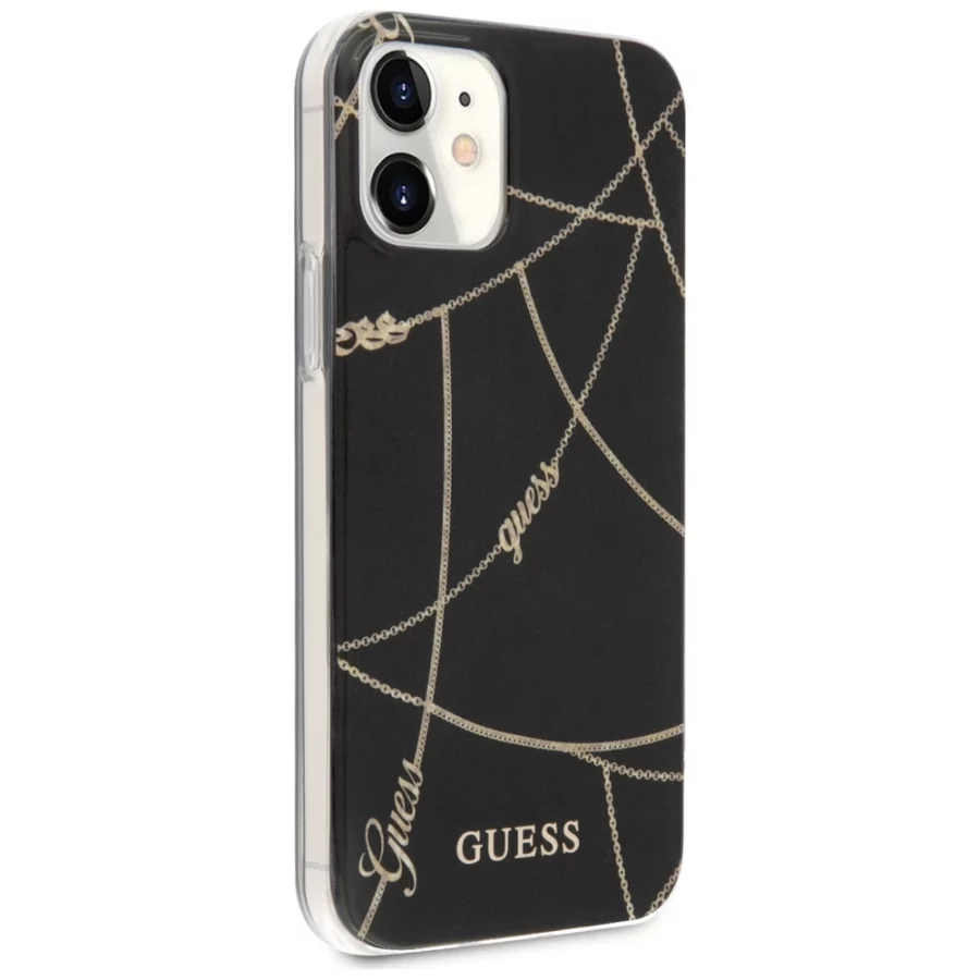 Etui Guess Gold Chain Collection na iPhone 12 mini - czarne