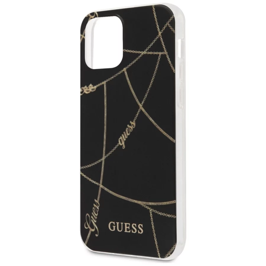 Etui Guess Gold Chain Collection na iPhone 12 mini - czarne
