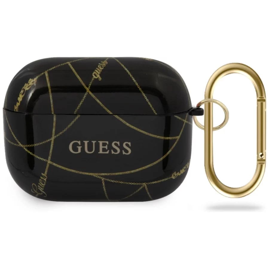 Etui Guess Gold Chain Collection na AirPods Pro - czarne