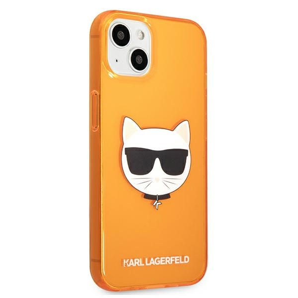 KARL LAGERFELD KLHCP13SCHTRO IPHONE 13 MINI 5,4" POMARAŃCZOWY/ORANGE HARDCASE GLITTER CHOUPETTE FLUO
