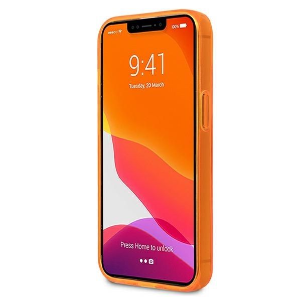 KARL LAGERFELD KLHCP13SCHTRO IPHONE 13 MINI 5,4" POMARAŃCZOWY/ORANGE HARDCASE GLITTER CHOUPETTE FLUO