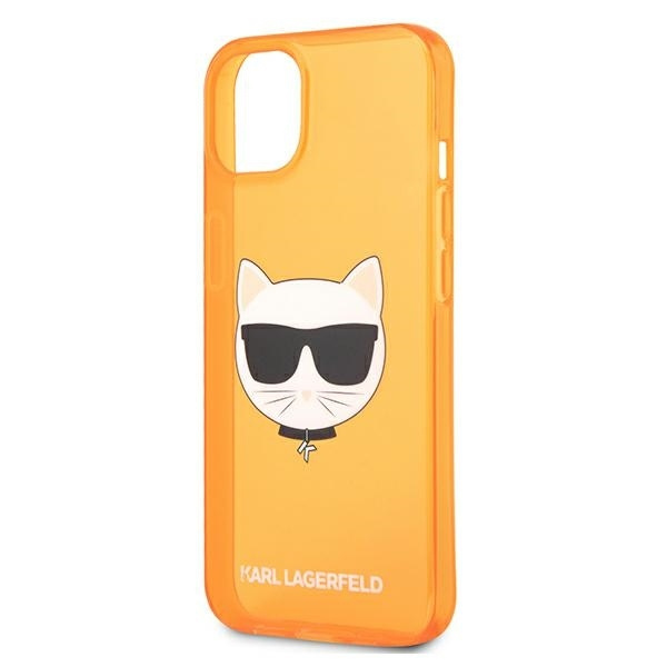 KARL LAGERFELD KLHCP13SCHTRO IPHONE 13 MINI 5,4" POMARAŃCZOWY/ORANGE HARDCASE GLITTER CHOUPETTE FLUO