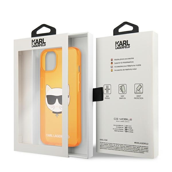 KARL LAGERFELD KLHCP13SCHTRO IPHONE 13 MINI 5,4" POMARAŃCZOWY/ORANGE HARDCASE GLITTER CHOUPETTE FLUO