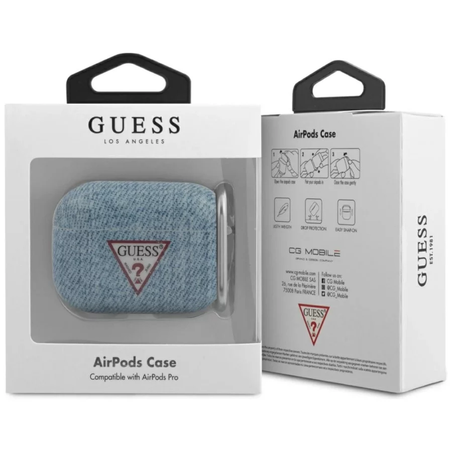 Etui Guess Jeans Collection na AirPods Pro - niebieskie