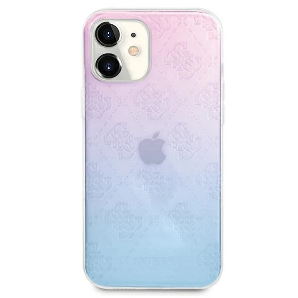 Etui Guess 4G 3D Pattern Collection na iPhone 12 mini - niebiesko-różowe