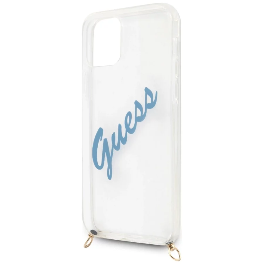 Etui Guess Script Vintage na iPhone 12 Pro Max - niebieskie