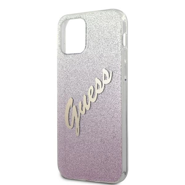 Etui Guess Glitter Gradient Script na iPhone 12 Pro Max - różowe