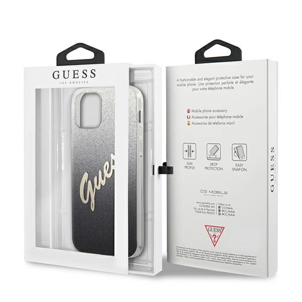 Etui Guess Glitter Gradient Script na iPhone 12 / iPhone 12 Pro - czarne