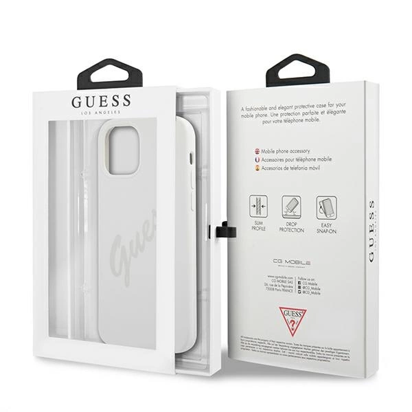 Etui Guess Script Vintage na iPhone 12 Pro Max - kremowe