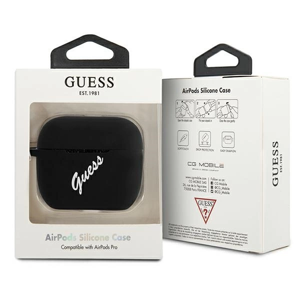 Etui Guess Silicone Vintage na AirPods Pro - czarno-białe