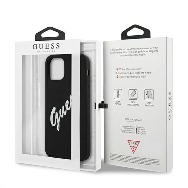 Etui Guess Silicone Vintage na iPhone 12 mini - czarno-białe