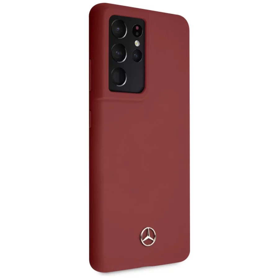 Etui Mercedes Silicone Line na Samsung Galaxy S21 Ultra - czerwone