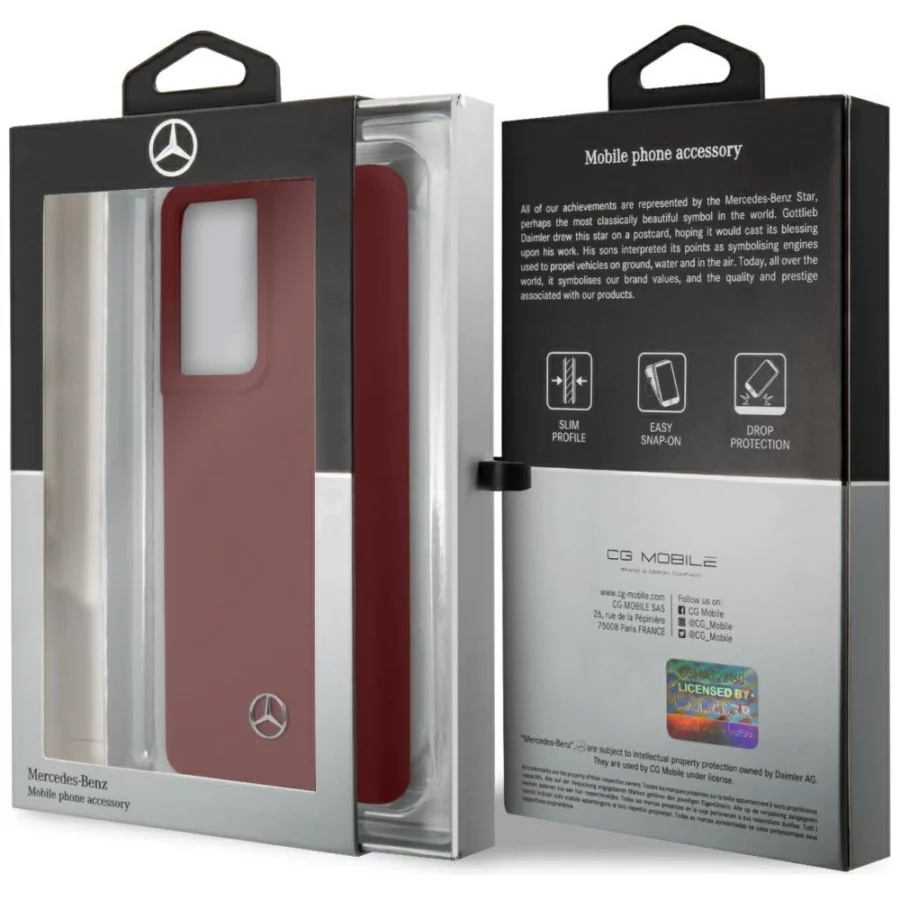 Etui Mercedes Silicone Line na Samsung Galaxy S21 Ultra - czerwone