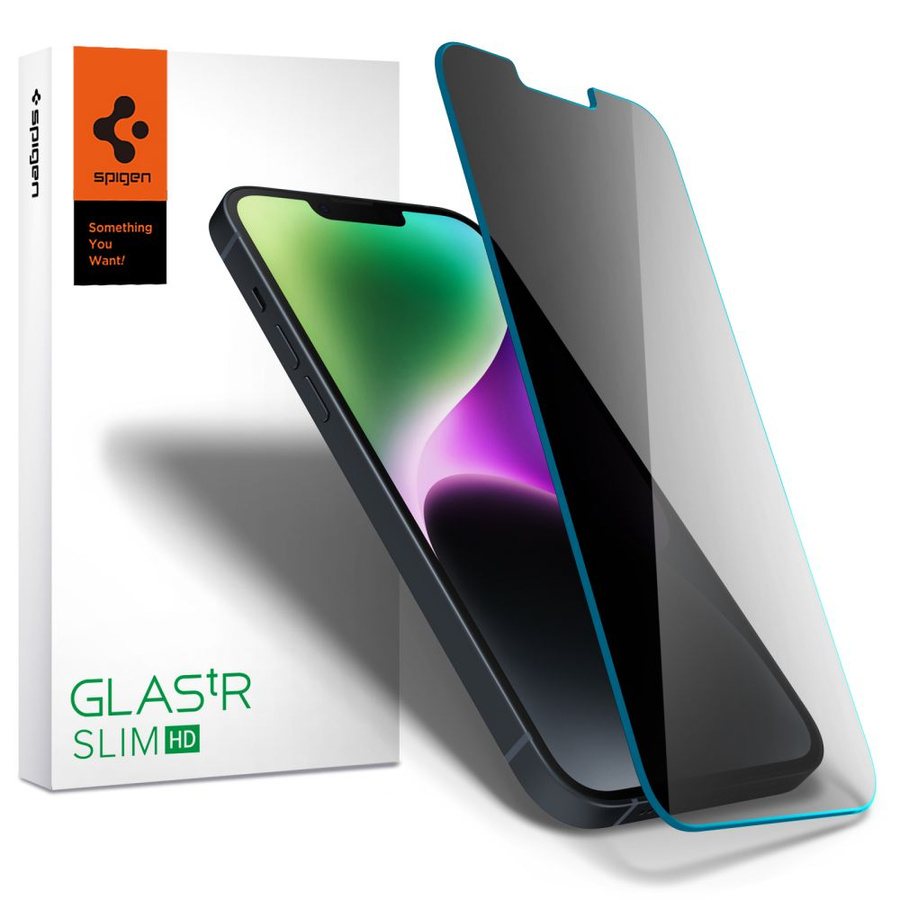 Szkło hartowane Spigen Glas.tR Slim Privacy na iPhone 13 / 13 Pro / 14 / 16e
