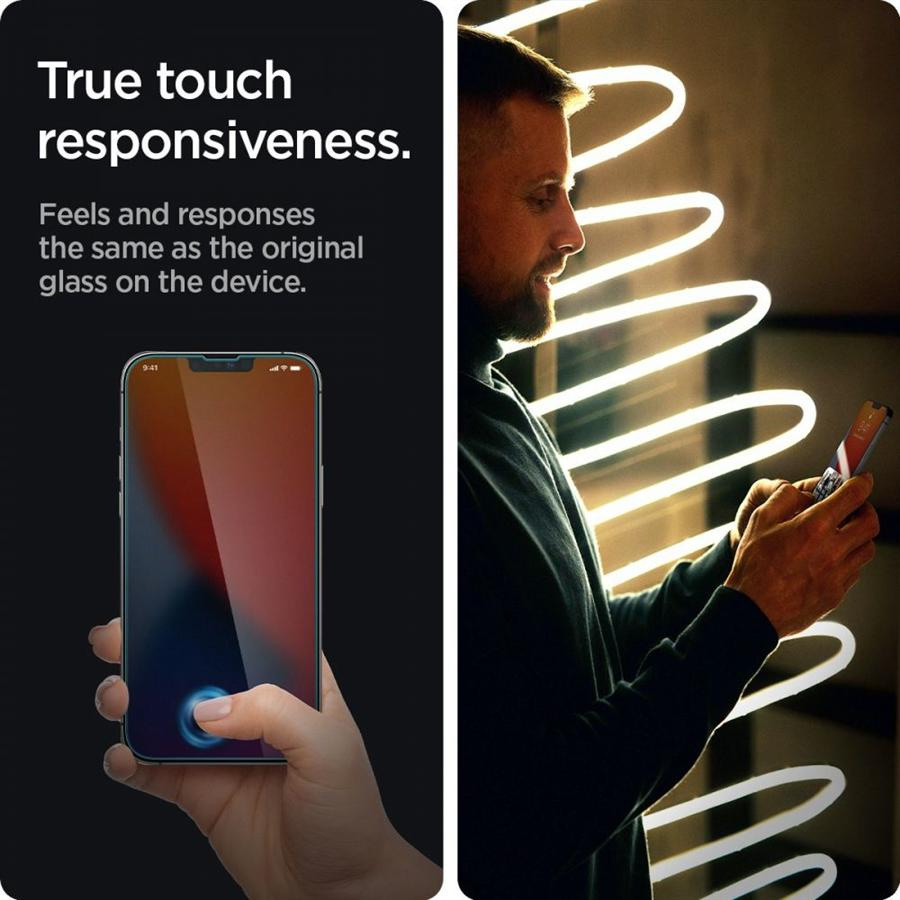 Szkło hartowane Spigen Glas.tR Slim Privacy na iPhone 13 / 13 Pro / 14 / 16e