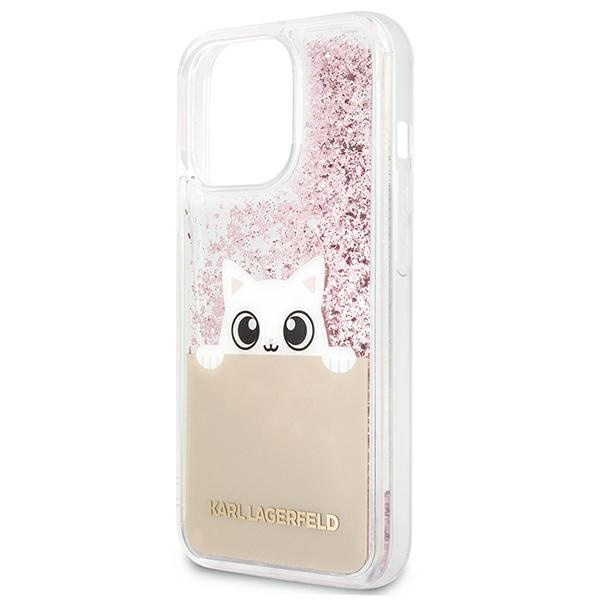 KARL LAGERFELD KLHCP13LPABGNU IPHONE 13 PRO / 13 6,1" RÓŻOWY/PINK HARDCASE PEEK A BOO LIQUID GLITTER