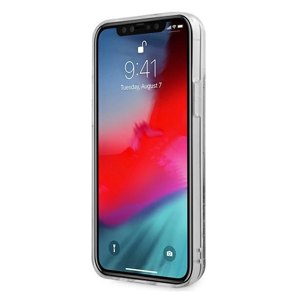 Etui Guess 4G Big Liquid Glitter na iPhone 12 Pro Max - srebrne