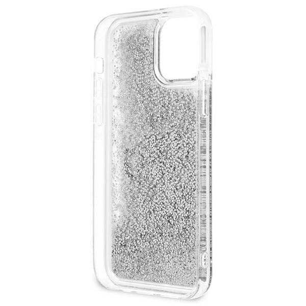 Etui Guess 4G Big Liquid Glitter na iPhone 12 Pro Max - srebrne