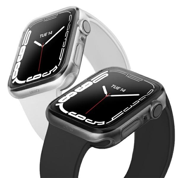Etui Uniq Glase na Apple Watch 7/8 41mm 2 szt. - przezroczyste i szare