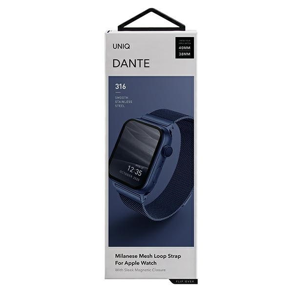 Pasek Uniq Dante Stainless Steel na Apple Watch 1/2/3/4/5/6/7/8/SE/SE2 38/40/41mm - niebieski