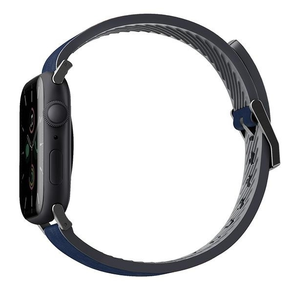 Pasek UNIQ Straden Leather Hybrid Strap na Apple Watch 1/2/3/4/5/6/7/8/SE/SE2/Ultra 42/44/45/49mm - niebieski