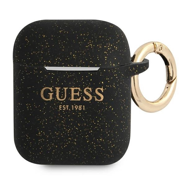 Etui Guess Silicone Glitter na AirPods 1/2 - czarne