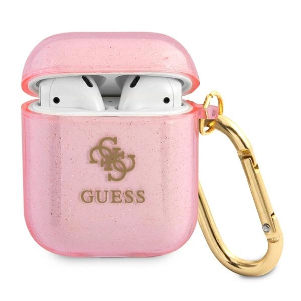 Etui Guess Glitter Collection na AirPods 1/2 - różowe