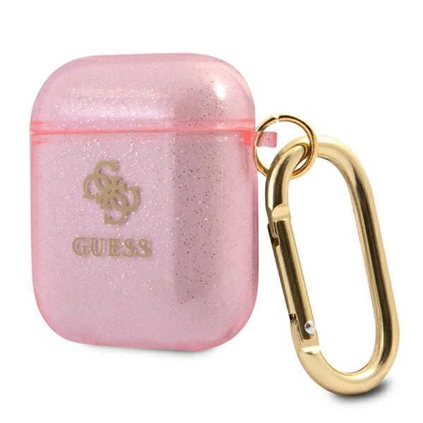 Etui Guess Glitter Collection na AirPods 1/2 - różowe