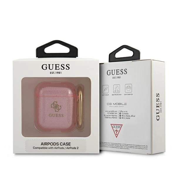 Etui Guess Glitter Collection na AirPods 1/2 - różowe
