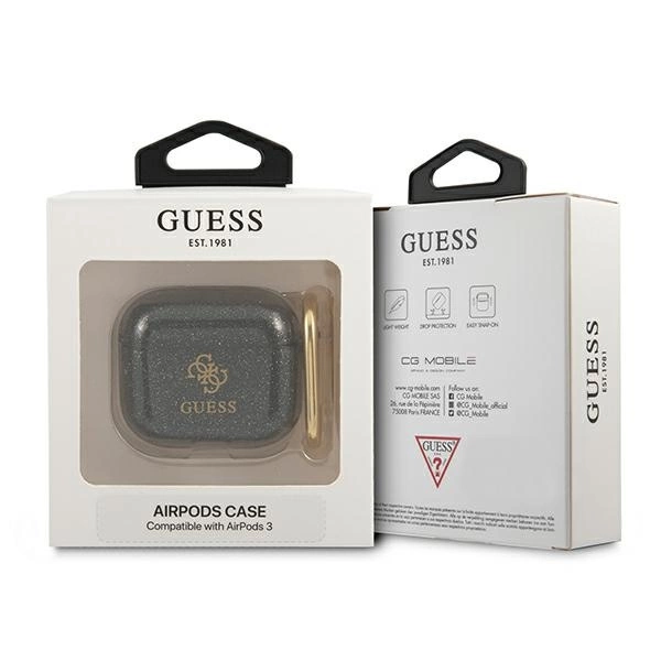 Etui Guess Glitter Collection na AirPods 3 - czarne