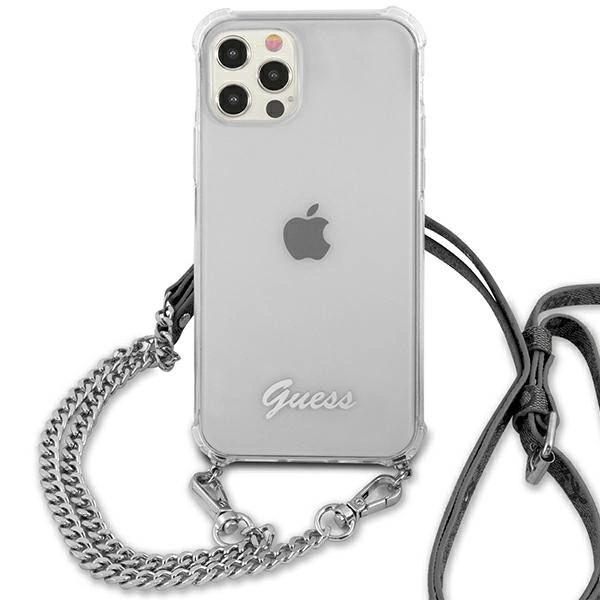 Etui Guess 4G Silver Chain na iPhone 12 Pro Max - przezroczyste