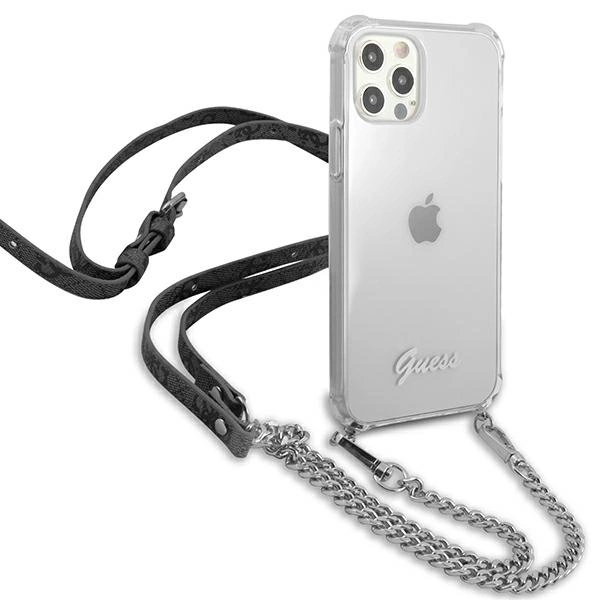 Etui Guess 4G Silver Chain na iPhone 12 Pro Max - przezroczyste