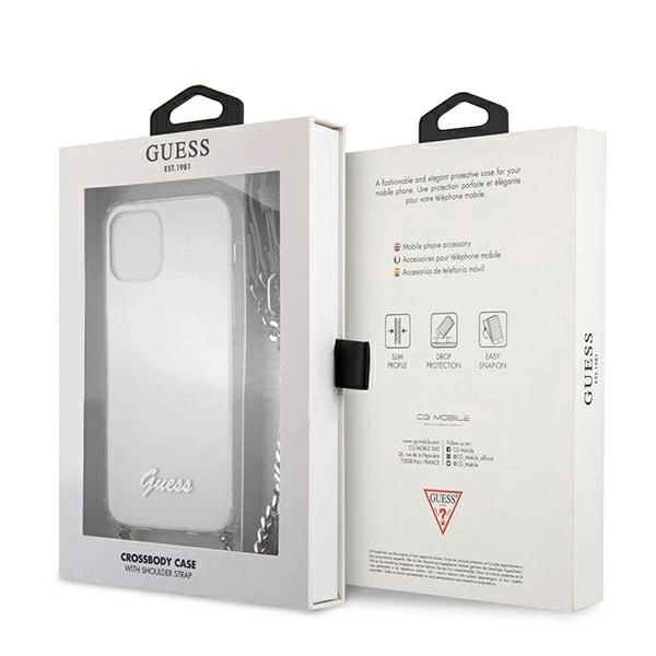 Etui Guess 4G Silver Chain na iPhone 12 Pro Max - przezroczyste