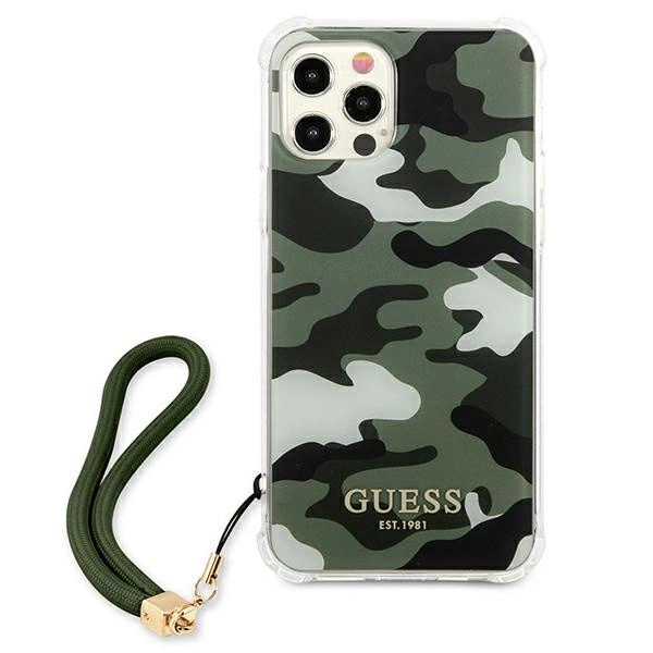 Etui Guess Camo Collection na iPhone 12 / iPhone 12 Pro - zielone