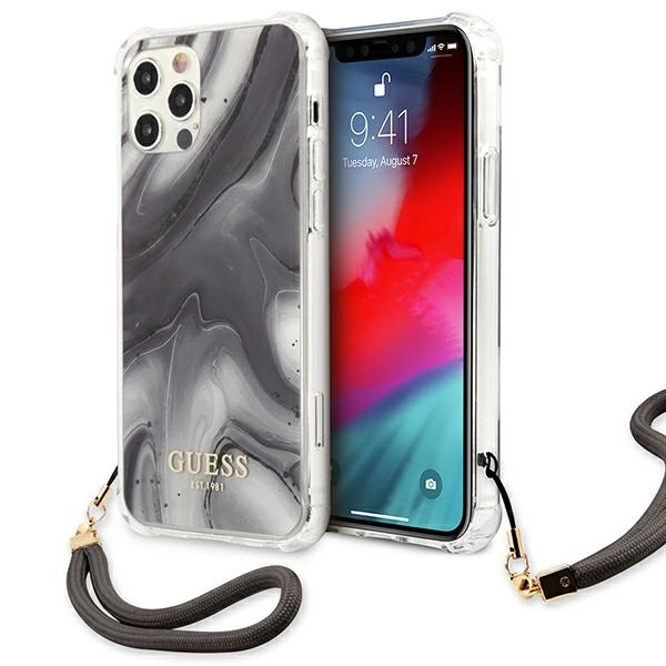 Etui Guess Marble Collection na iPhone 12 / iPhone 12 Pro - szare