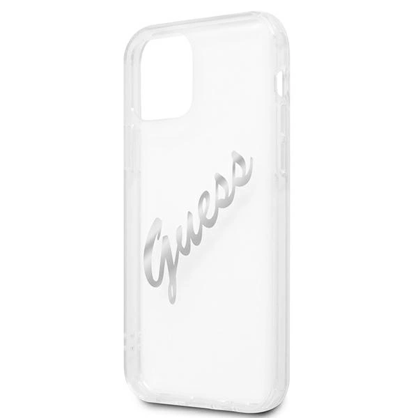 Etui Guess Vintage Script Silver na iPhone 12 / iPhone 12 Pro - przezroczyste
