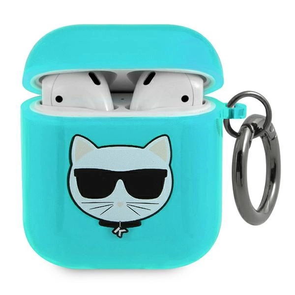 Etui Karl Lagerfeld Choupette na AirPods 1/2 - niebieskie