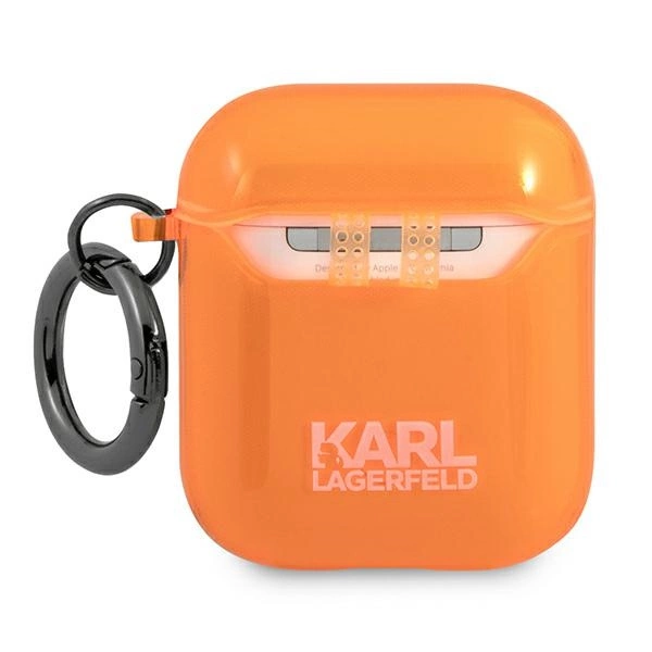 Etui Karl Lagerfeld Choupette na AirPods 1/2 - pomarańczowe