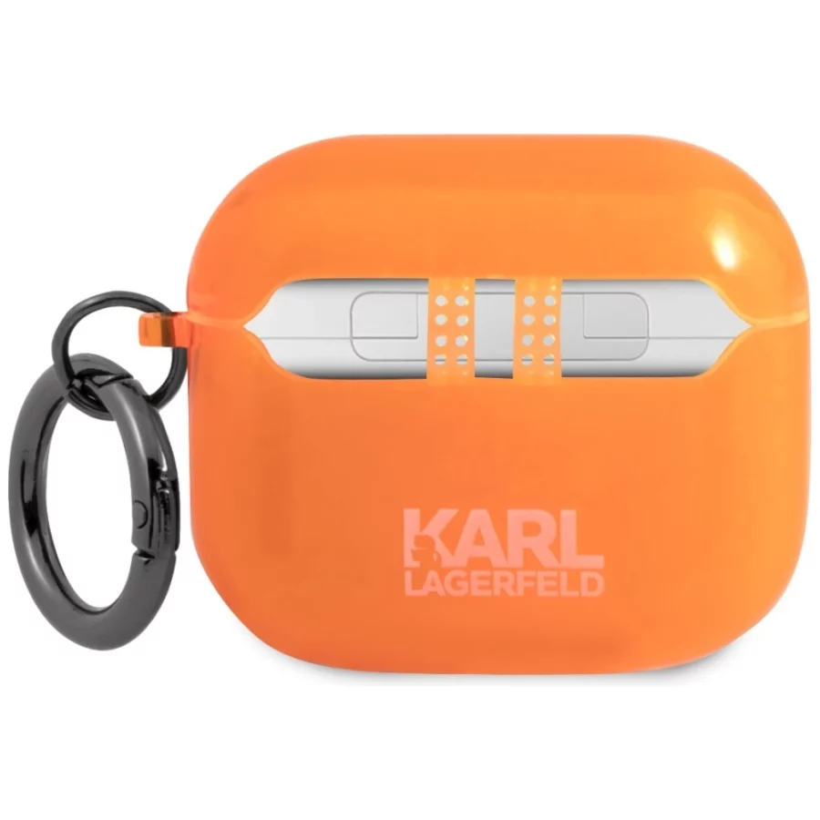 Etui Karl Lagerfeld Choupette na AirPods 3 - pomarańczowe