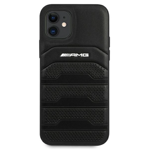Etui AMG Leather Debossed Lines na iPhone 12 mini - czarne