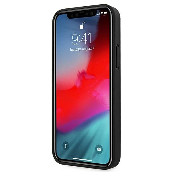 Etui AMG Leather Debossed Lines na iPhone 12 mini - czarne