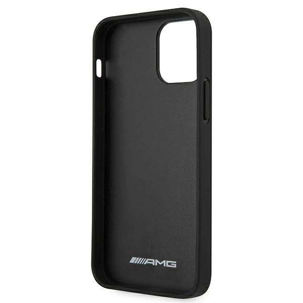 Etui AMG Leather Debossed Lines na iPhone 12 mini - czarne