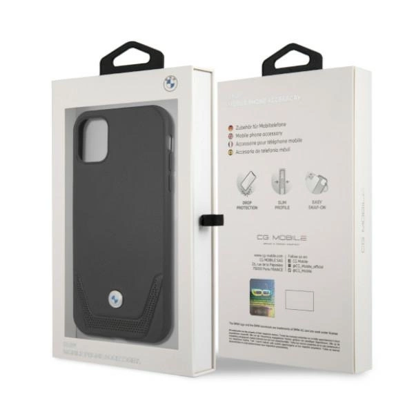 Etui BMW Leather Perforate na iPhone 11 / Xr - czarne